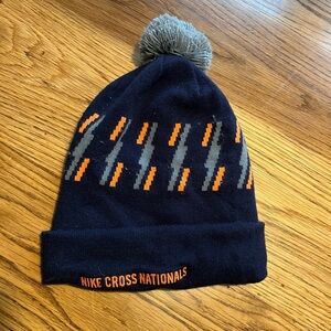 Nike Cross Nationals Pom Beanie - Navy and Orange